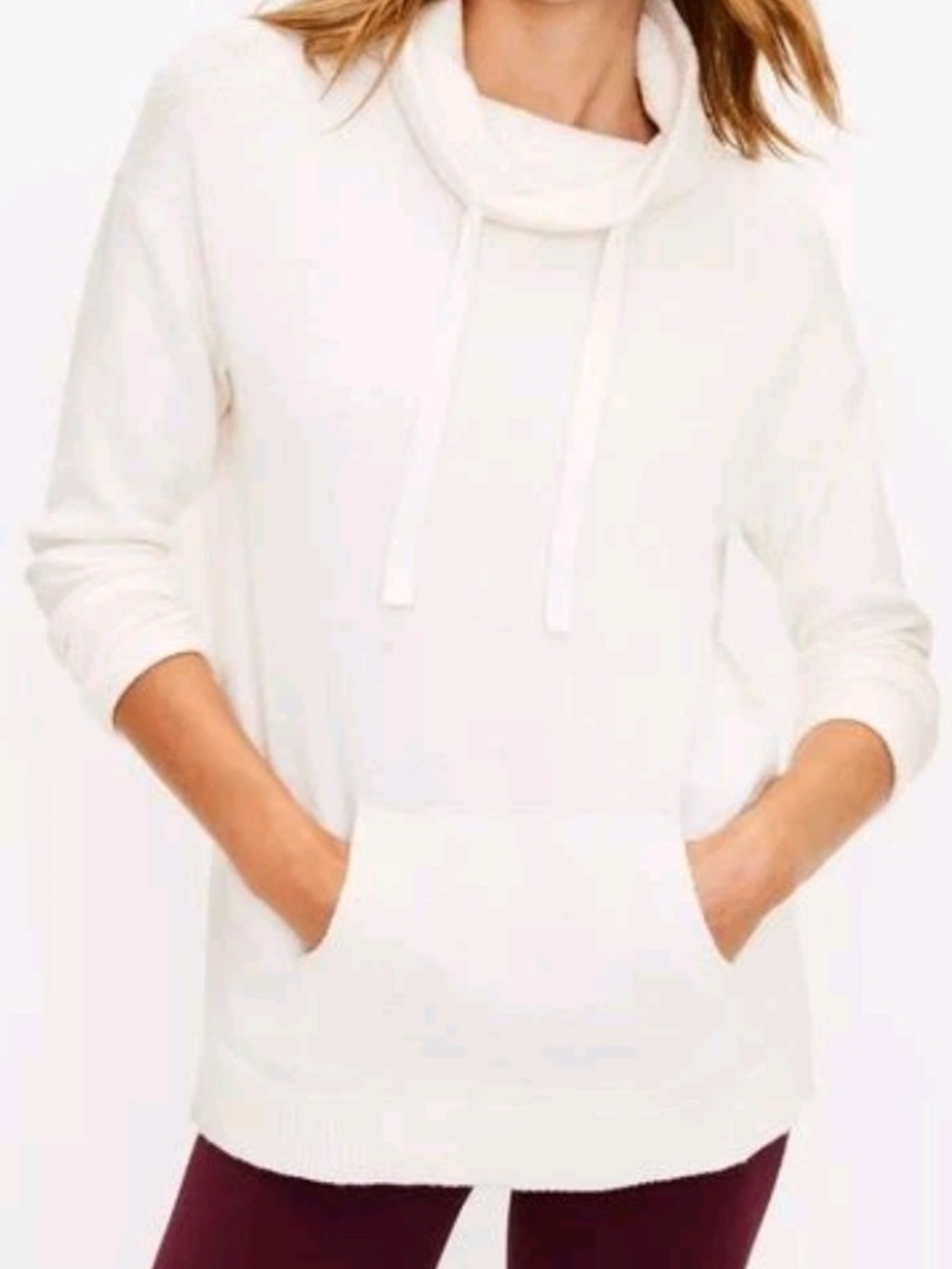 LOFT Cream Cowl-Neck Pullover Sweater